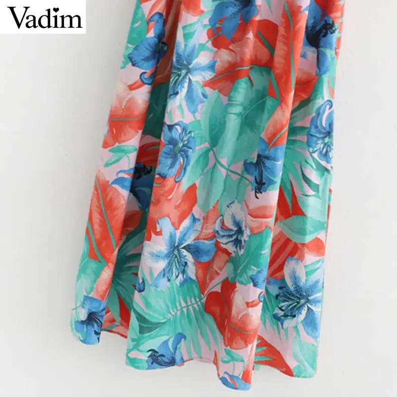 Vadim женское платье миди с цветочным принтом и бантом поясом вырезом пышными