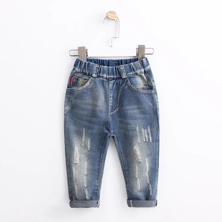 Джинсы для мальчиков на весну и осень детские штаны с дырками в Корейском стиле