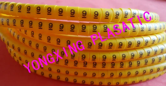 

100pcs/box EC-0 1.0mm2 8 9 different number cable marker yellow color