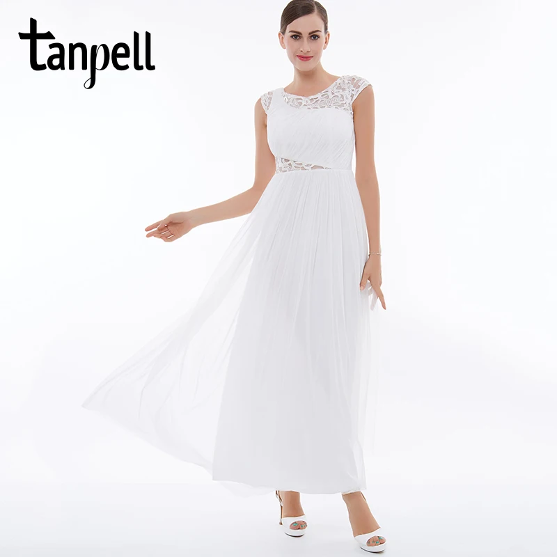 Tanpell черное Открытое вечернее платье для женщин Совок Кружева Длина до лодыжки без рукавов линии платья драпированные длинные выпускной вечер платье