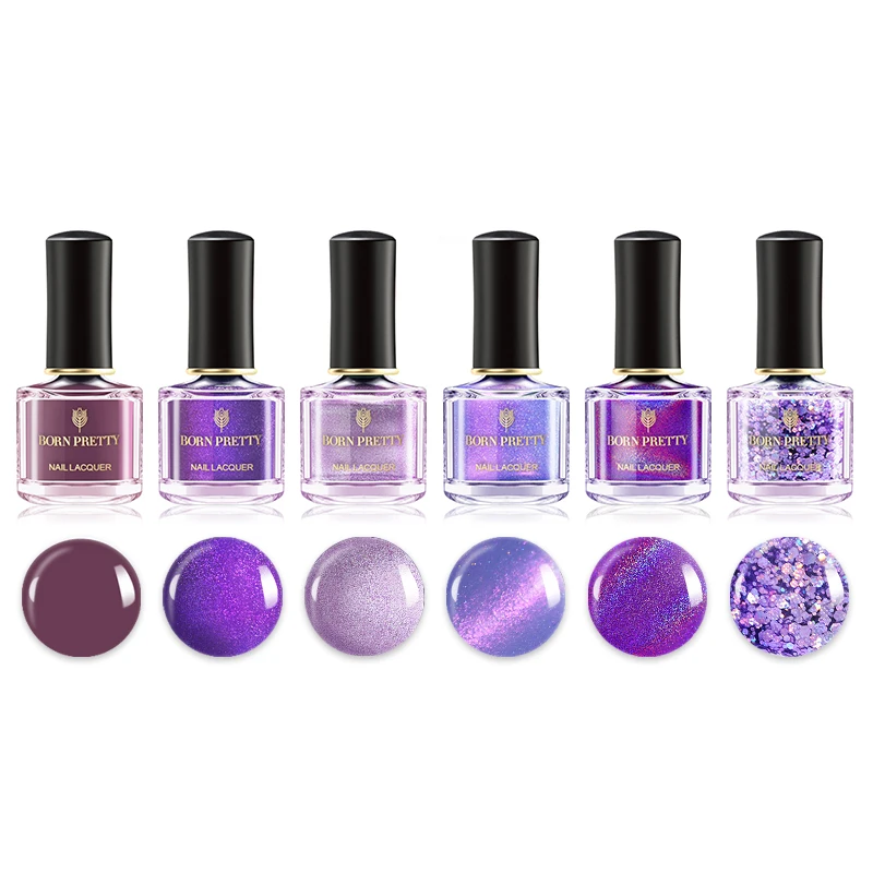 BORN PRETTY фиолетовая серия лак для ногтей 6 мл Holo Shimmer Лак чистый цвет блеск | Красота