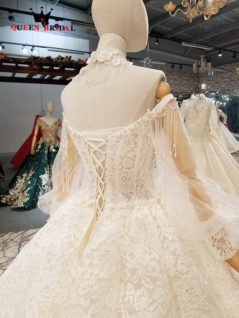 2021 Vestido De Noiva Custom Made Full Sleeves Marriage Bridal Dress Vintage Wedding Dresses QUEEN BRIDAL Robe De Mariee WD163