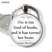 she is too fond of books fashion books lover key chain inspirational quote keychain pendant gift student teacher librarian