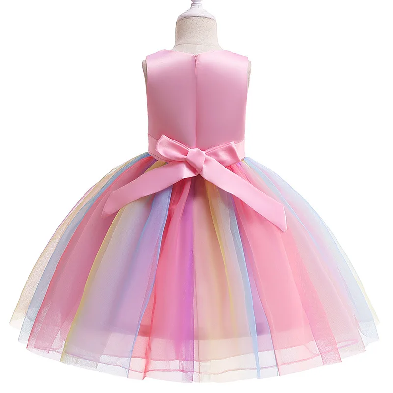 Fancy Teen Girl Embroidery Unicorn Dress Girls Tulle Gowns Princess Dresses Kids Cosplay Flower Party Unicornio Vestidos 4 6 8T | Детская
