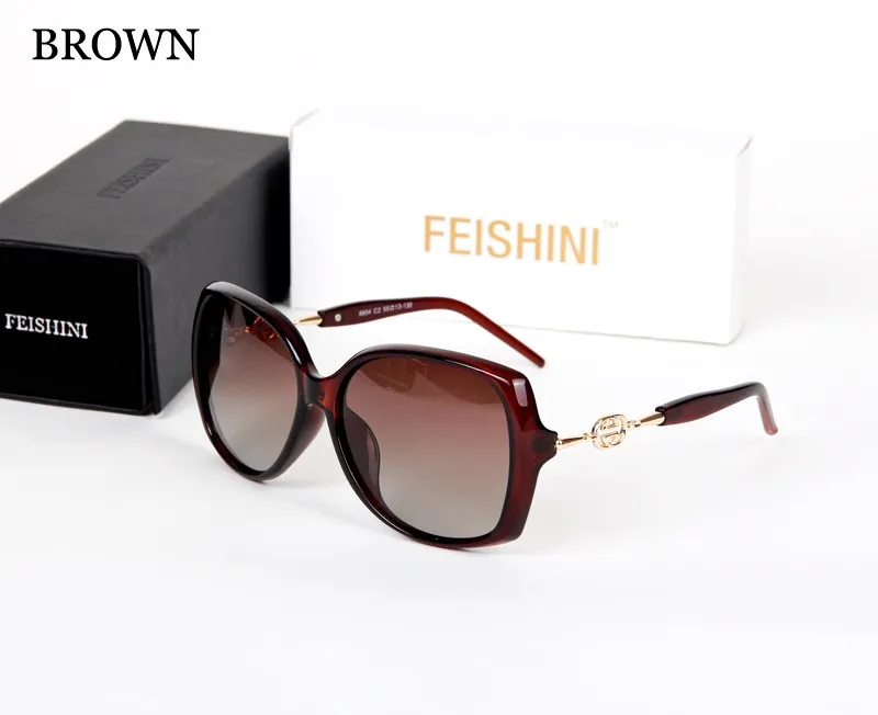 FEISHINI высокое качество FDA Мода вождения oculos de sol feminino HD UVA большая рамка градиентные солнцезащитные очки женские поляризованные винтажные