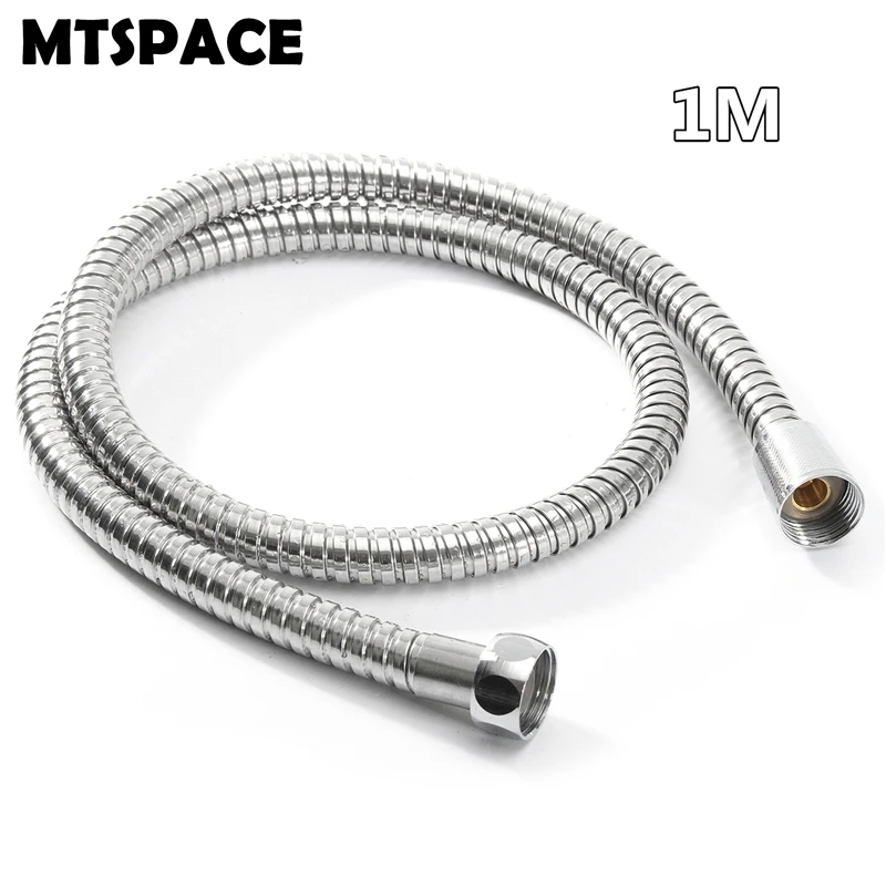1m MTSPACE, высокое качество, 1 м/1,5 м/2 м G1/2 дюйма, Гибкий Душевой шланг из нержавеющей стали, хромированная насадка для ванной, насадка для душа, инструмент для труб - Цвет: 1m