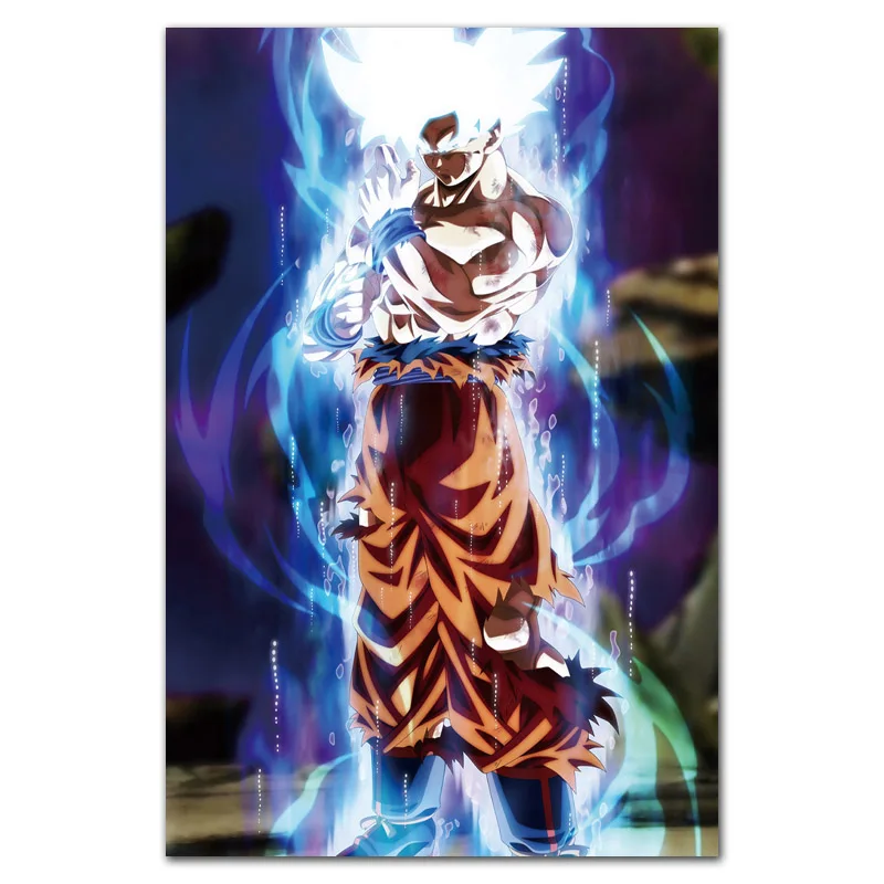 Лиловый Dragon Ball Z Супер плакат Гоку ультра инстинкт освоили Гуляя стены Книги по искусству изображение Плакаты и принты живописи для украшения комнаты - Цвет: Лиловый