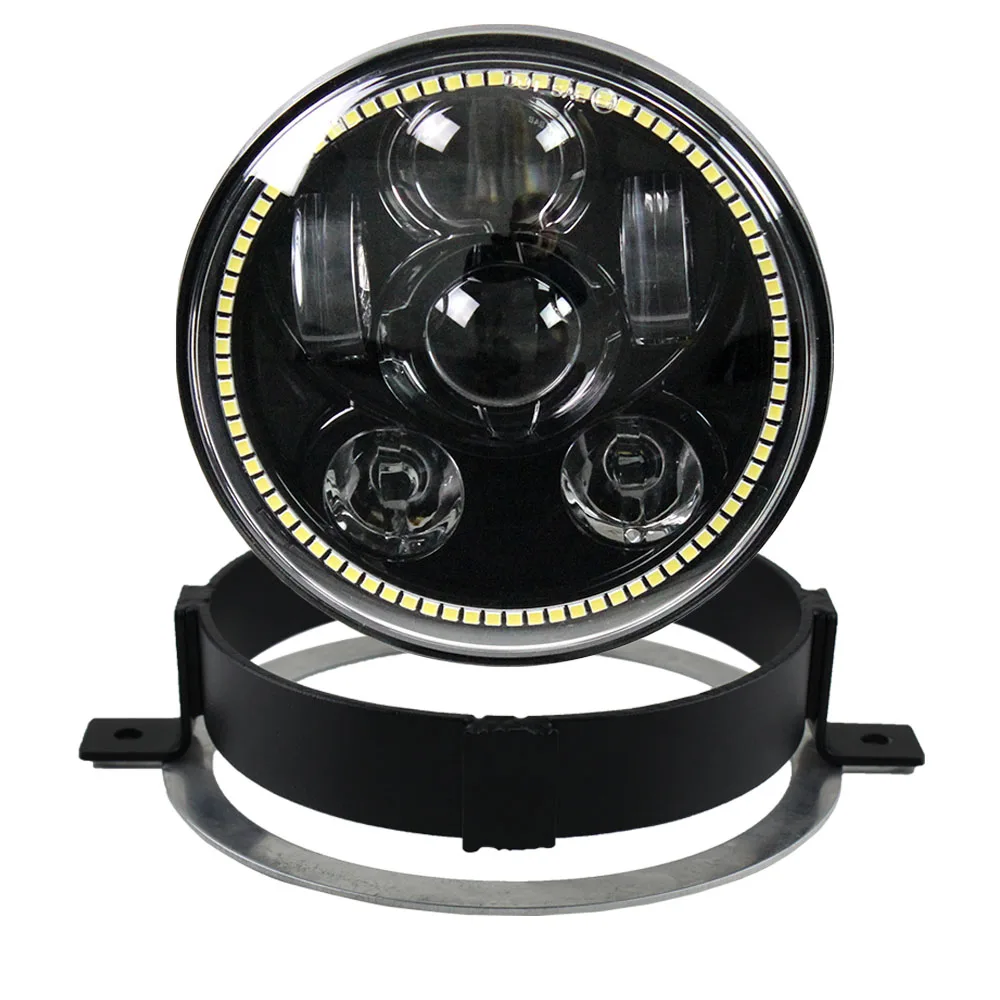 WM-557F-C-Black 5,75 дюйма мотоциклов светодиодная фара-прожектор с кронштейном и жесткий диск кольцо подключить играть на Honda VTX1300/1800 - Цвет: WM-557F-C-Black