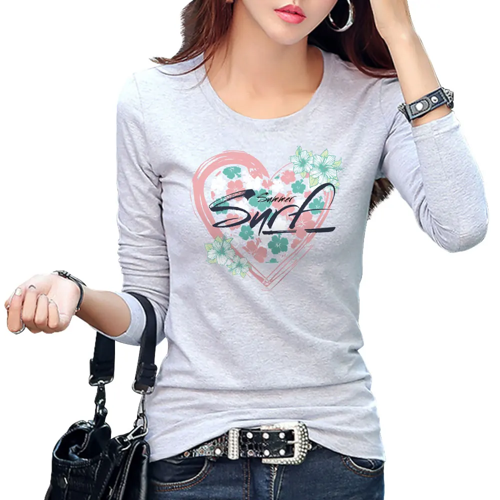 Модные женские футболки в форме сердца с цветочным принтом хипстерские