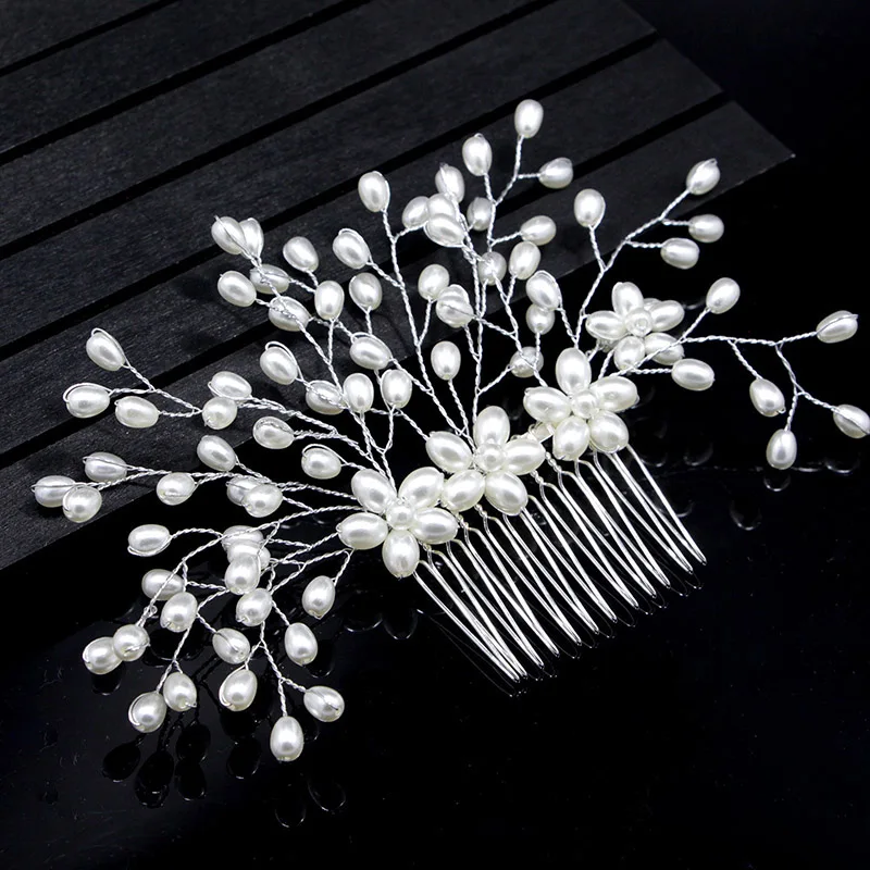 Good Quality Pearl Hair Comb Wedding Accessories Pins Clip Bridal Ornaments for Women Jewelry Tiara Set Stick Pin | Украшения и