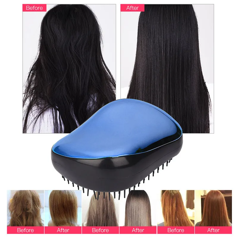 Portable Plastic Quick Detangling Comb Scalp Massage Comb Shampoo Shower Brush Electroplate Massage Comb Salon Hair Styling Tool