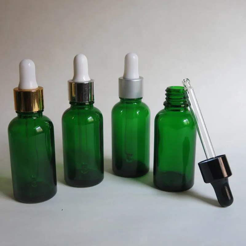 wholesale 100pcs High quality 30ml green glass dropper bottle, green glass bottle with dropper, 1oz glass bottle with pipette