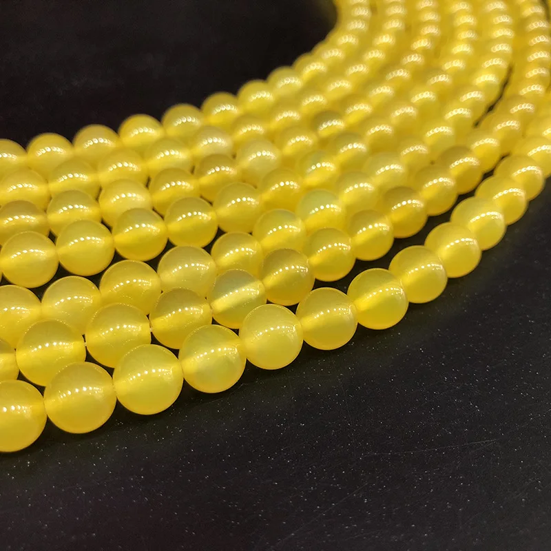 

High Quality Yellow Natural Stone Agat Beads Round Loose Stone Beads 4/ 6/ 8/10/12 MM Diy Bracelet Necklace Jewelry Making