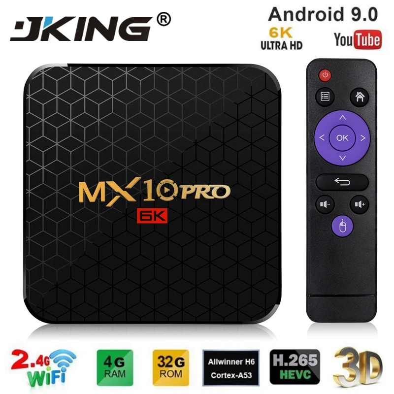 Android 9 0 ТВ приставка MX10 PRO 4 ГБ ОЗУ 64 Гб Wifi Allwinner H6 четырехъядерный USB 3 6K Google плеер