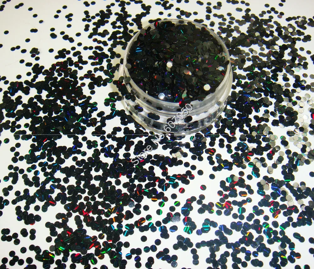 2 мм полоса Лазерная черная круглая точка чешуйчатая форма ногтей Блеск для гель