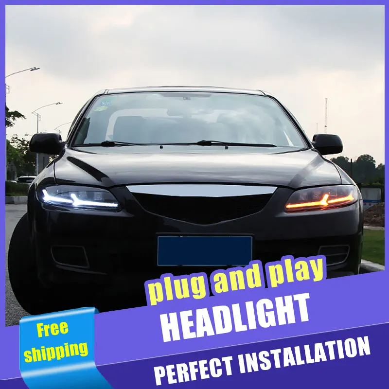2 шт. автомобиль Стиль все-светодиодный фары для Mazda 6 2003-2008 налобный фонарь