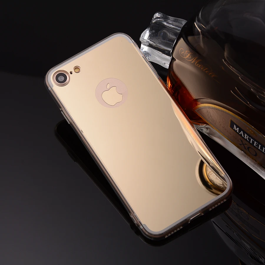 Fundas для Apple iPhone 7 зеркало случае мягкой ТПУ задняя крышка Чехол сотовый телефон В
