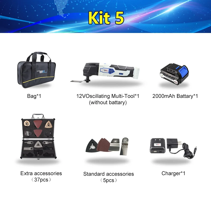 Kit 5 NEWONE 12 в 2000 мАч литий-ионный Многофункциональный Осциллирующий набор инструментов Многофункциональный Инструмент Электроинструмент Электрический триммер пилы аксессуары - Цвет: Kit 5