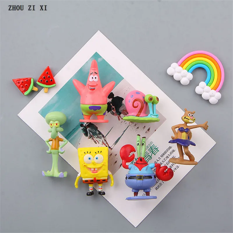 6 шт./партия губка Боб Аниме фигурки магниты на холодильник отличное качество