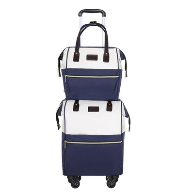 Set of rice blue Портативная сумка на колесиках, чехол на колесиках и сумка на плечо, универсальный чехол из ткани Оксфорд, Чехол для багажа - Цвет: Set of rice blue