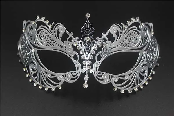 Серебряные металлические стразы Вечерние Маски фантомные мужские женские