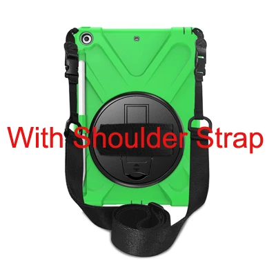 green BD Для ipad 9,7 дюймов / чехол с держателем карандаша, вращающийся на 360 градусов ремешок/подставка+ плечевой ремень для ipad 5th 6th - Цвет: green BD