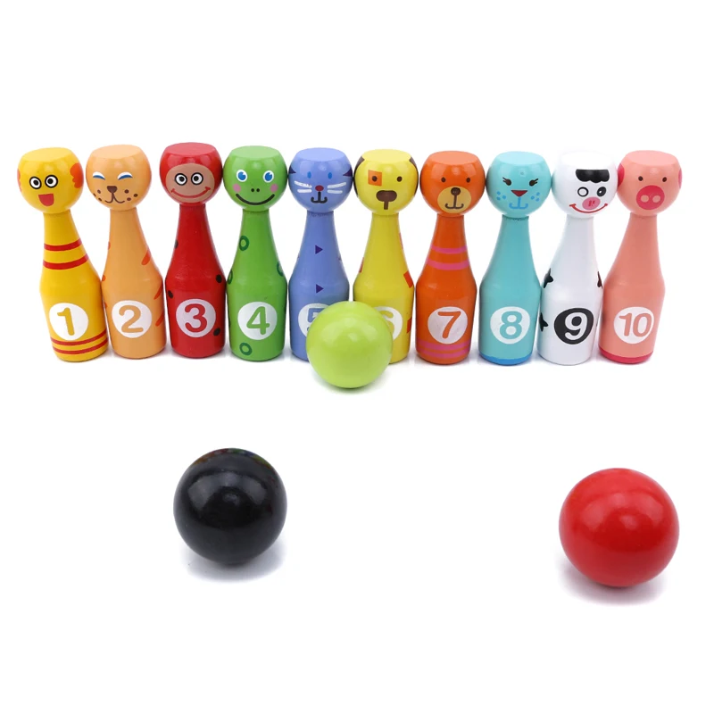 Creative Baby Colorful Cartoon Animals Wooden Bowling Set Kids Hands-on Intellectual Development Sport Toy | Игрушки и хобби