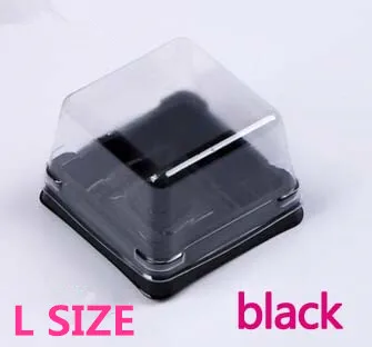 L size black pad 50 шт. прозрачный пластиковый яичный желток Puff Поле тесто хлеб луна торт посылка ящики для хранения кекс Cookie хлебобулочные pack коробка - Цвет: L size black pad