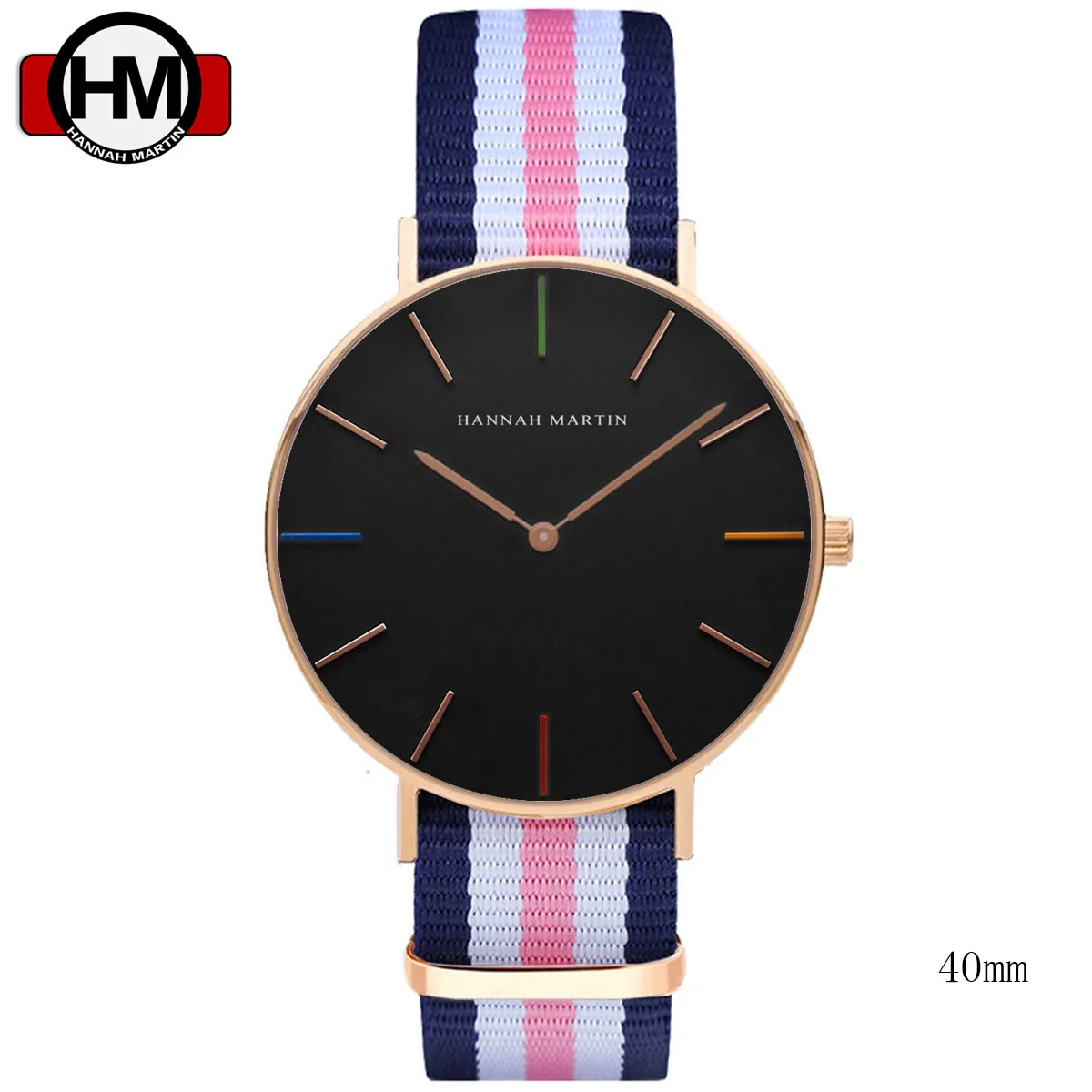 Men 40mm F2 Модные HANNAH Martin бренд DW стиль часы для мужчин's женщин кварцевые наручные часы цветная игла для женщин для мужчин кожа наручные подарок - Цвет: Men 40mm F2