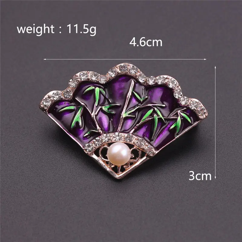 Эмаль Бамбук китайский веер брошь с искусственным жемчугом воротник отворот