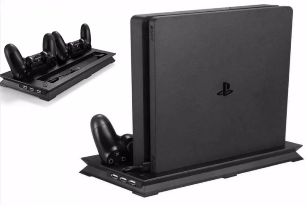 Вертикальная подставка для PS4 Slim охлаждающий вентилятор и зарядная док станция с