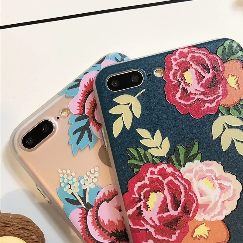 Youtime phone case For iphone 7 3D relief PC Matte back cover design 6 6s Plus anti-knock cute rose girl hang rope |