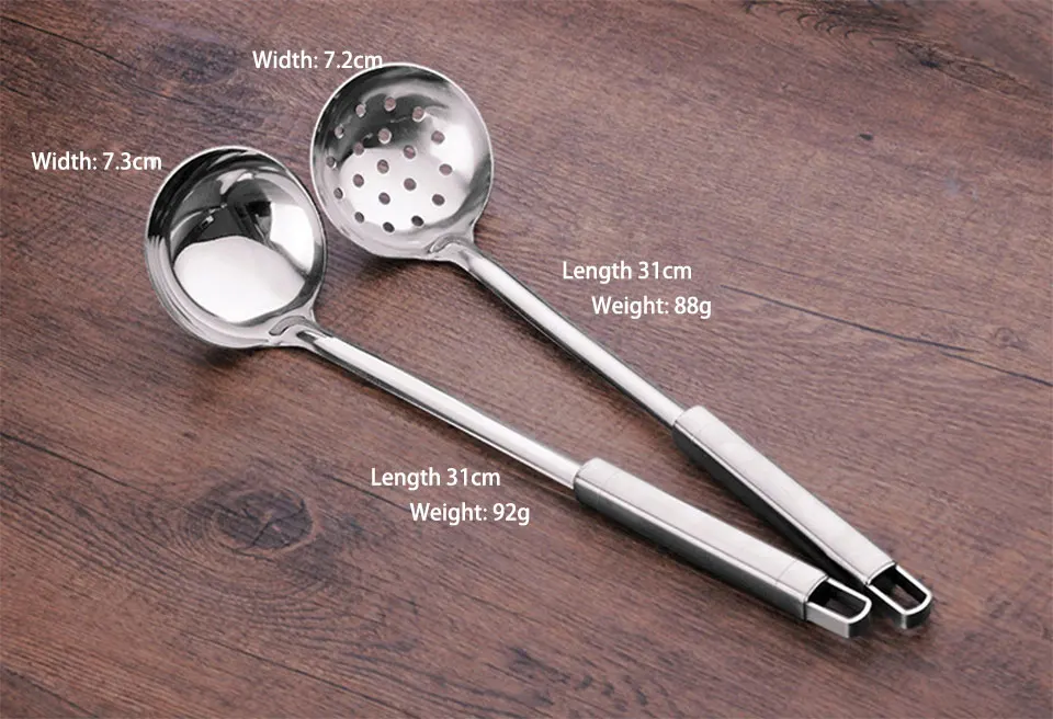 SSGP 5& 7 Pcs Set Of Kitchen Tools 304 Stainless Steel Spatula Soup Spoon Cooking Utensils Accessories With Shelf High Quality