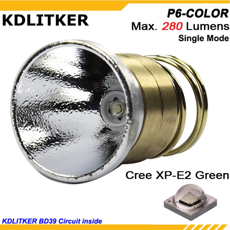 KDLITKER P6 COLOR XP E2 Green 530nm 280 люмен 3V 9V 1 Mode OP P60 Drop in (Dia. 26 5 мм)|Фонарики и осветительные