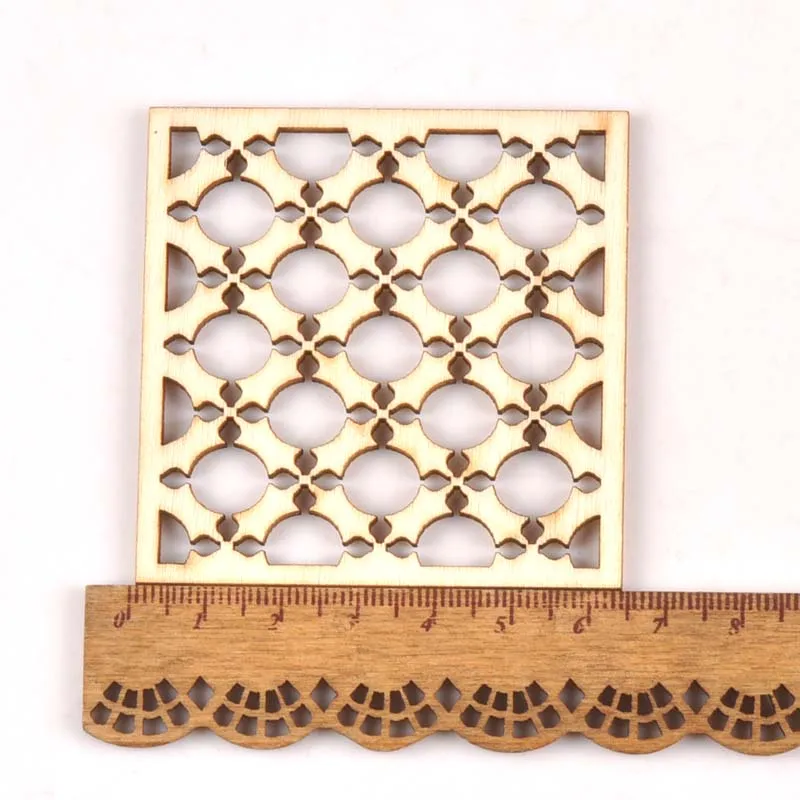 5Pcs/set Wood Handicraft hollow square DIY Wooden Crafts Scrapbookings Accessories Embellishment decorations 70mm MT1933 | Дом и сад
