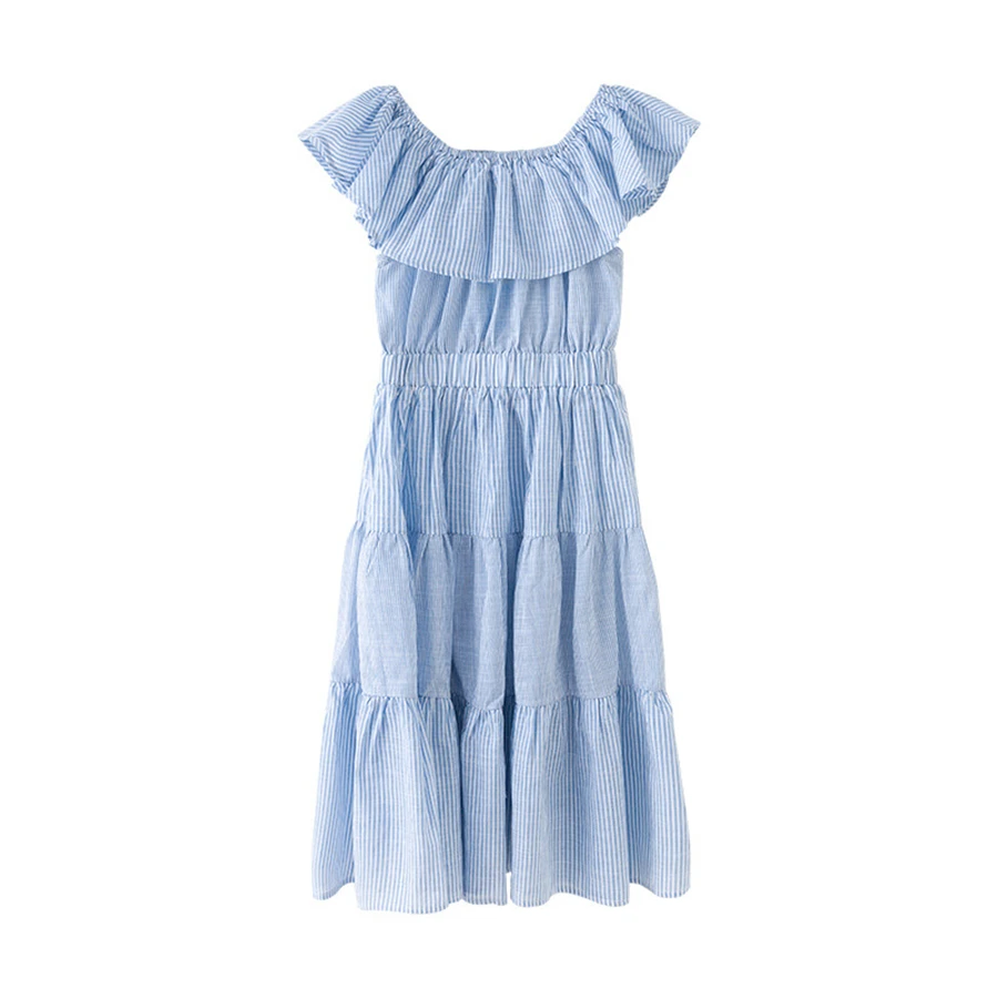 New Fashion 2019 elegant princess dress 2 ways wear wedding blue stripe off shoulder toddler girl dresses 6-15T | Детская одежда и