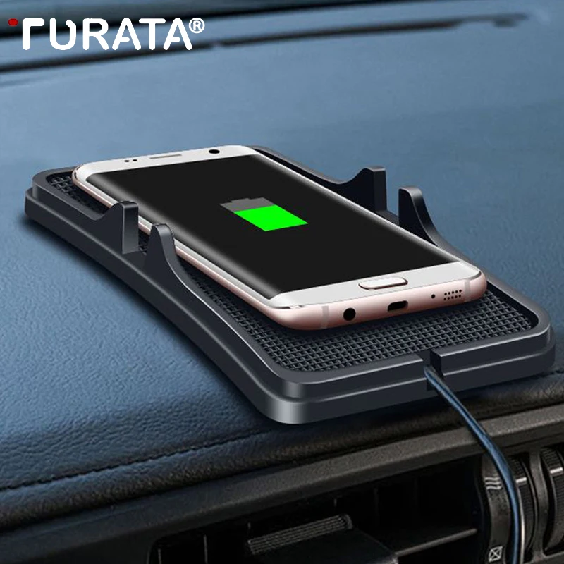 Turataqi Беспроводной автомобиля Зарядное устройство Pad для iPhone 8 10X7 6 S Plus samsung S6 S7 S8