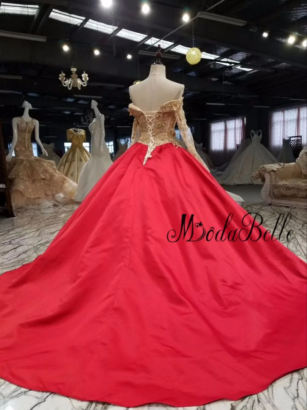 Бальное платье modabelle 2018 красного и золотого цвета вечерние платья с рукавами