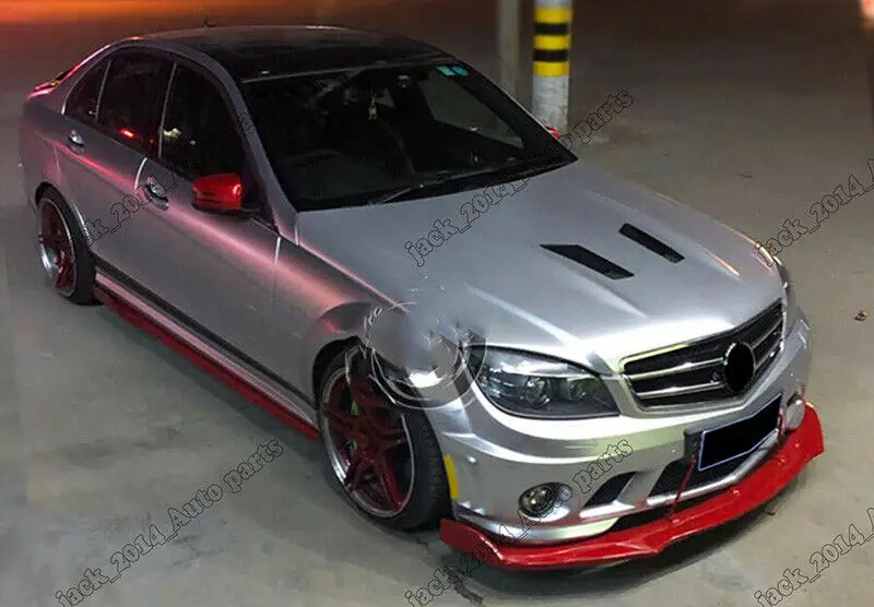 Для 2008 2019 2010 2011 Benz C Class W204 C63 седан AMG черный Неокрашенный передний бампер губа |