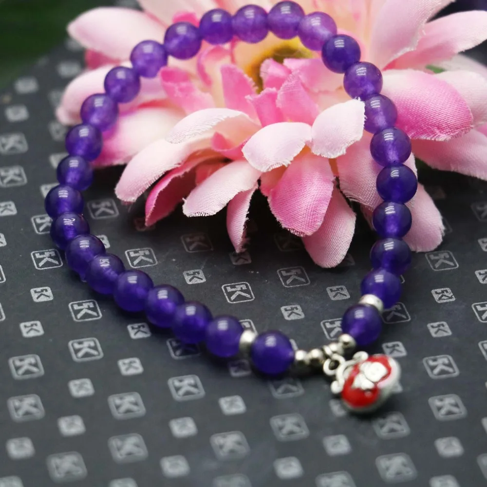 Бусины фиолетового цвета с кристаллом для женщин и девушек браслет из