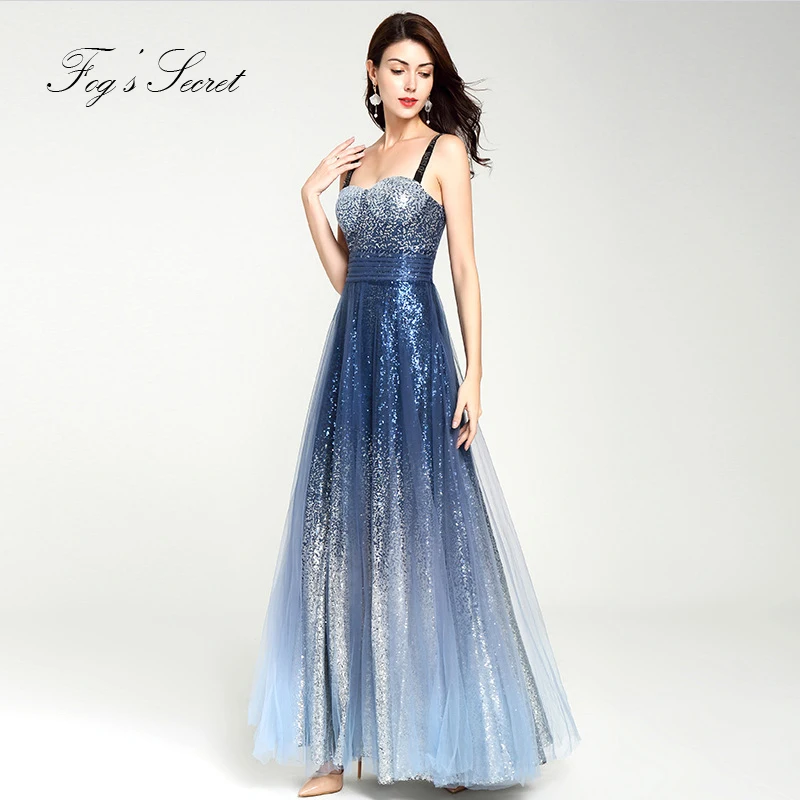 Вечерние платья для женщин vestido Blue Star платье двойной слои градиент ремень