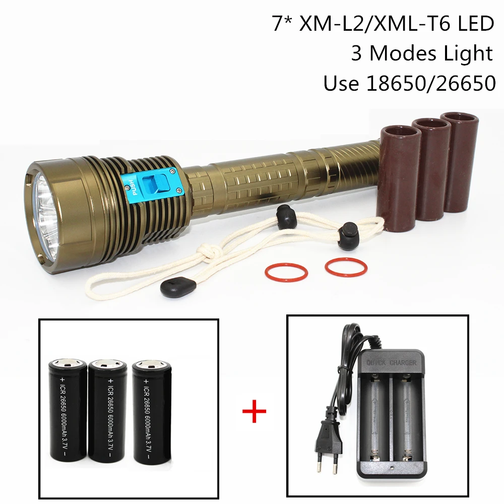 Новый светодиодный вспышка для подводного погружения и светильник 7 x XML T6 / L2