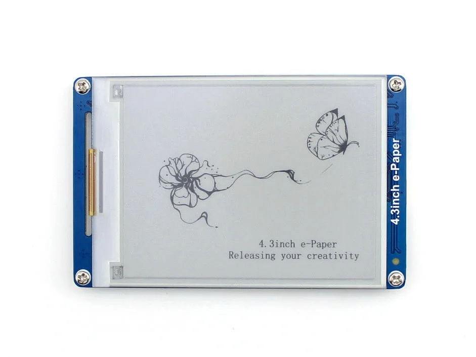 Waveshare 4.3inch e-Paper UART Module E-ink LCD Display, 800x600 Resolution, 4 grey level display geometric graphics, texts, images