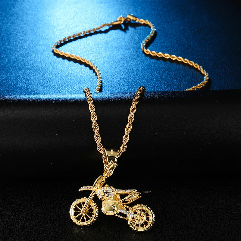 Полный AAA Iced Out Bling CZ кубический циркон медь крутые мотоциклетные подвески и ожерелья для мужчин хип хоп ювелирные изделия