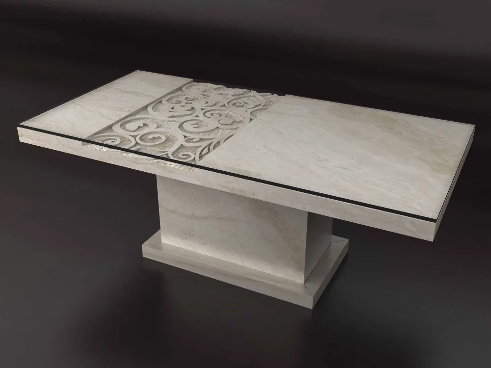 Natural Travertine Dining Table Set Luxury High Quality Store Marble Furniture NB-103 | Мебель