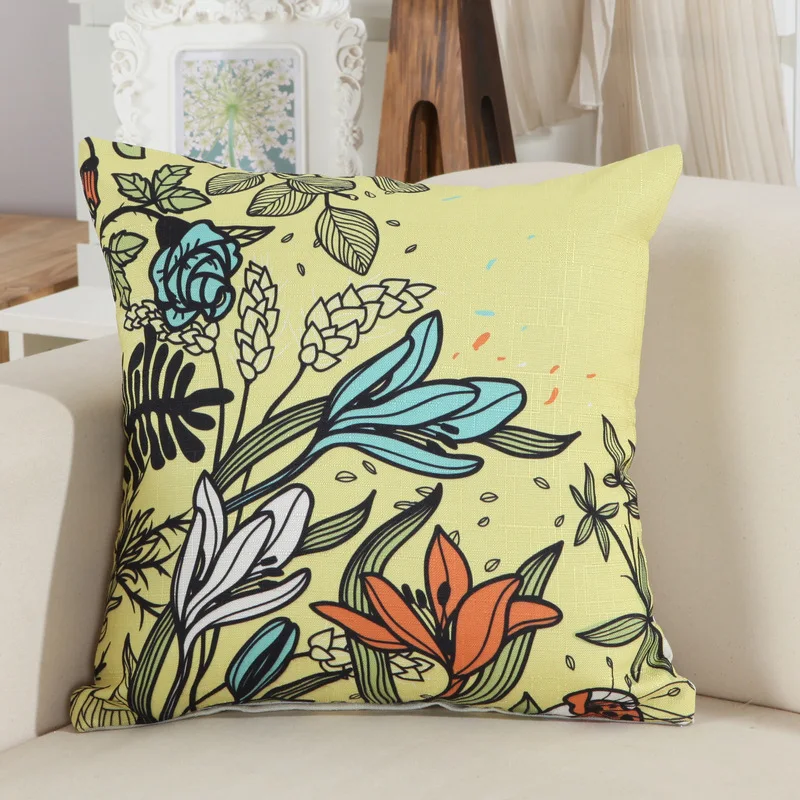 Vintage Flowers Cotton Linen Cushion Cover Chair Seat Waist Pillowcase Home Decorative Throw Pillow over Square 45x45cm KDT701 | Дом и сад