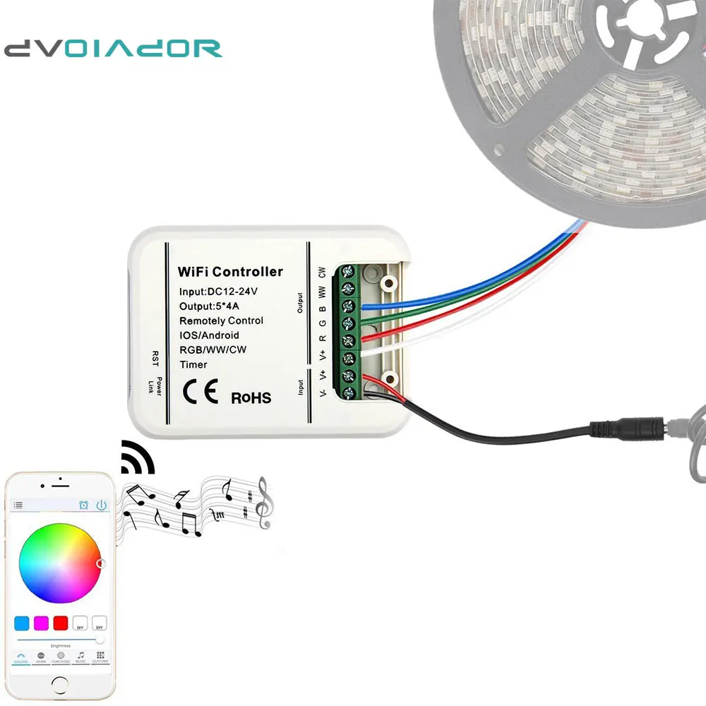 Dvolador smart wifi LED Управление Лер DC12 24V 5 Каналы RGB/RGBW/rgbww 16 миллионов Светодиодные ленты