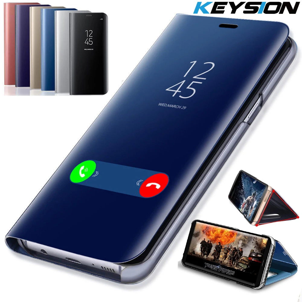 Смарт-зеркало с крышкой Flip Case для Samsung Galaxy S8 S9 S10 Plus S10e S7 Edge Note 9 8 A6 A7 A8 J4 J6 J8 2018 A50 A30 A20 A10 A70.