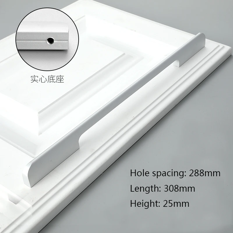 Aluminum CC288mm Алюминиевая ручка для шкафа длинный твердый Ящик Тянет Шкаф Кухня ручки и ручки для мебели ручки и ручки - Цвет: Aluminum CC288mm