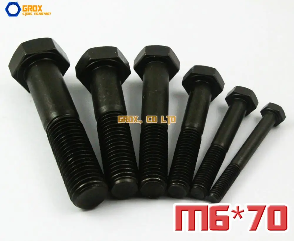 Винт с шестигранной головкой из легированной стали марки M6 x 70 мм 12 9 20 шт.|hexagonal